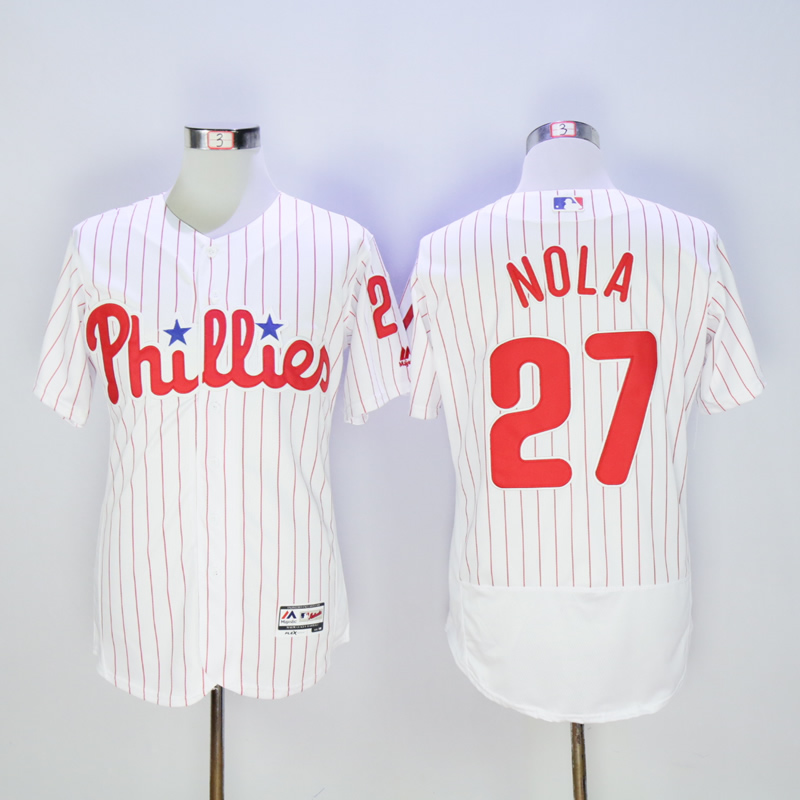 Men Philadelphia Phillies 27 Nola White MLB Jerseys